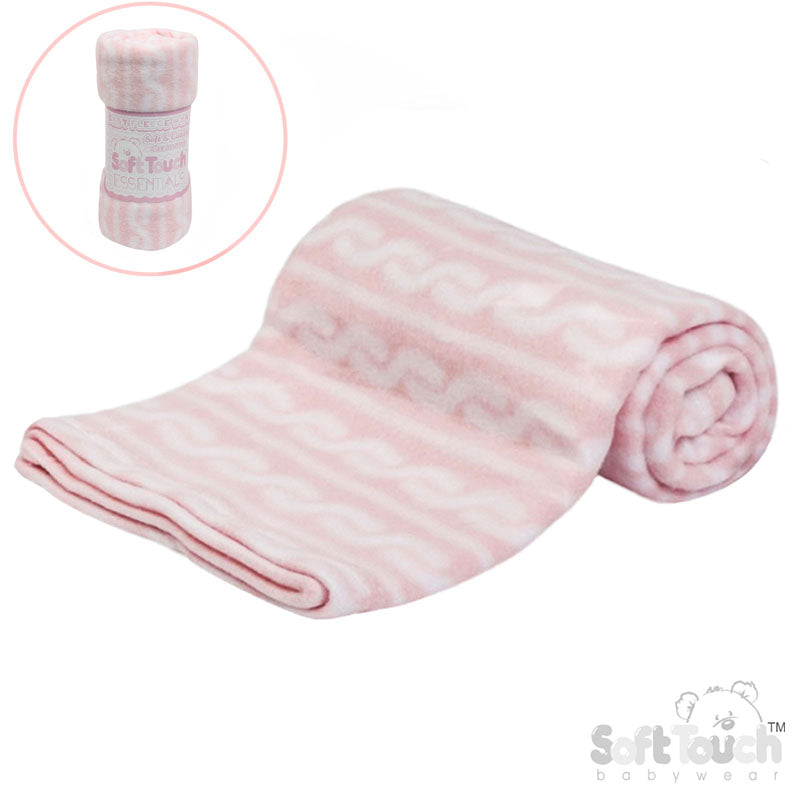 PRINTED PINK BABY FLEECE WRAP (PK12) FBP10-P