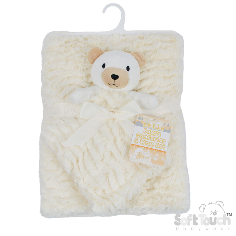 Cream Bear Comforter & Wrap Set - FBP224-C