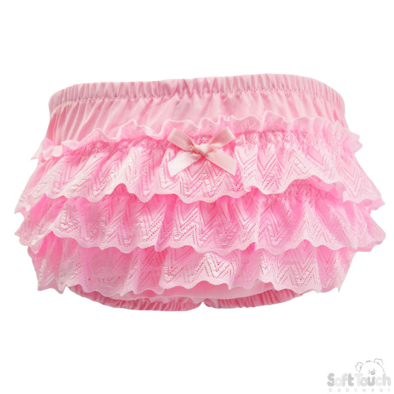 Pink Frilly Pants W/Zig Zag Lace (0-18 Months)-FP22-P