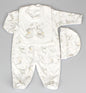 BABY UNISEX ELEPHANTS 3 PIECE ALL IN ONE, BIB & HAT SET (0-9 MONTHS) J1759 - Kidswholesale.co.uk