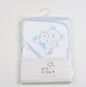 Baby White/Blue Teddy’s Hooded Towel/Robe H1973 - Kidswholesale.co.uk
