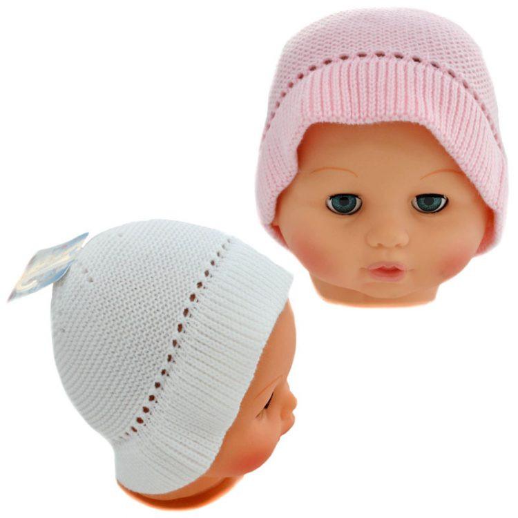 Crochet Style Plain Knitted Hat (0-12 Months)H420 - Kidswholesale.co.uk