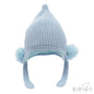 Blue Chenille Knit Hat w/Faux Fur Pom  Poms (NB-12 Months) H642-B-SM