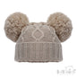 Biscuit 'Chain' Knit Hat W/2 Pom Pom (NB-12m) (PK6) H660-BI