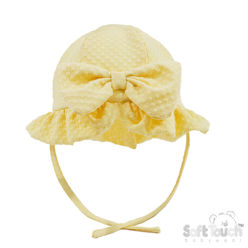 LEMON CHECKED SUMMER HAT W/BOW NO (0-12m) H68-LEM