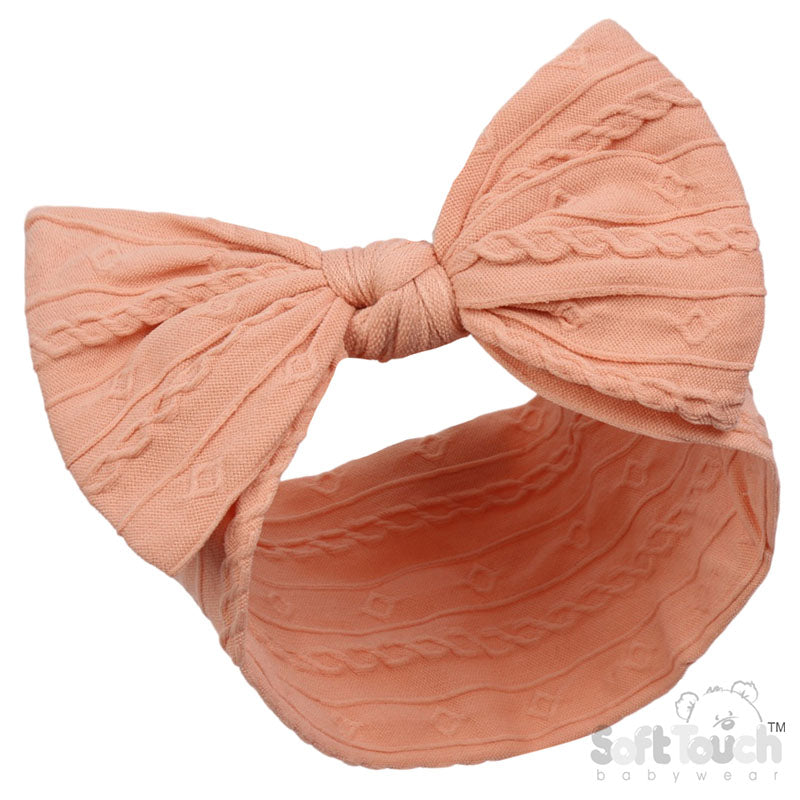 ROSE GOLD CABLE HEADBAND W/BOW : (PK12) HB112-RO