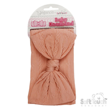 ROSE GOLD CABLE HEADBAND W/BOW : (PK12) HB112-RO