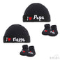BLACK BABY HAT & BOOTEE SET - I LOVE M/D (NB-3 MONTHS) HB30-BLK