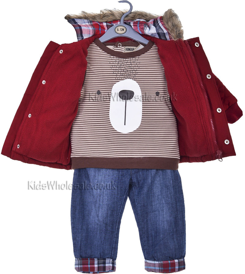 Baby Boys 3pce Jacket, Top & Jeans Set (6-24 Months)(j10213A) - Kidswholesale.co.uk