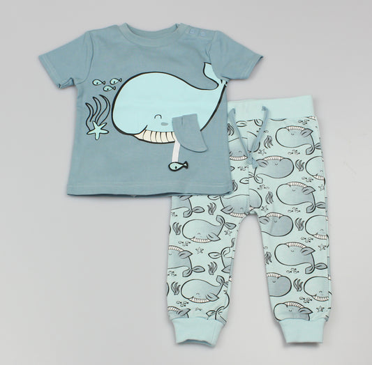 Toddler Boy Whale Print T-Shirt Jogging Pants (6-24 Months)-GF3206