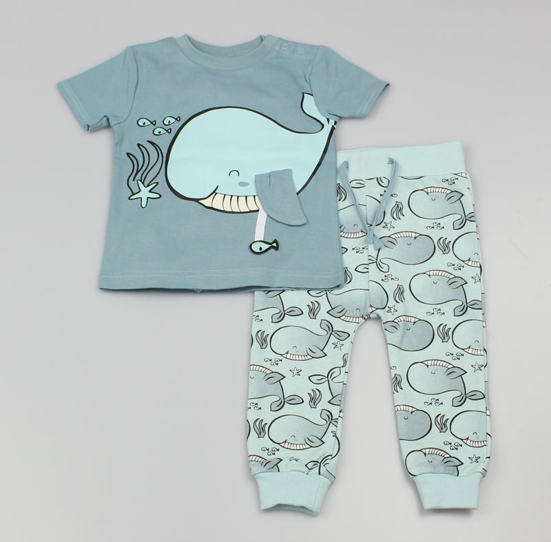 Toddler Boy Whale Print T-Shirt Jogging Pants (6-24 Months)-GF3206