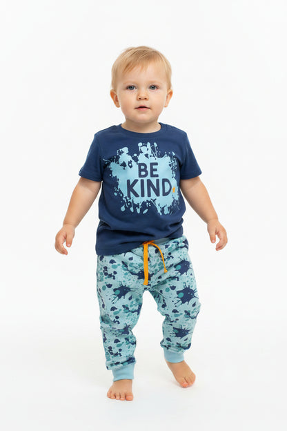 Toddler Boys Paint Splat Short Sleeve T-Shirt & Jogging Pants (1-3 Years)-GF3212