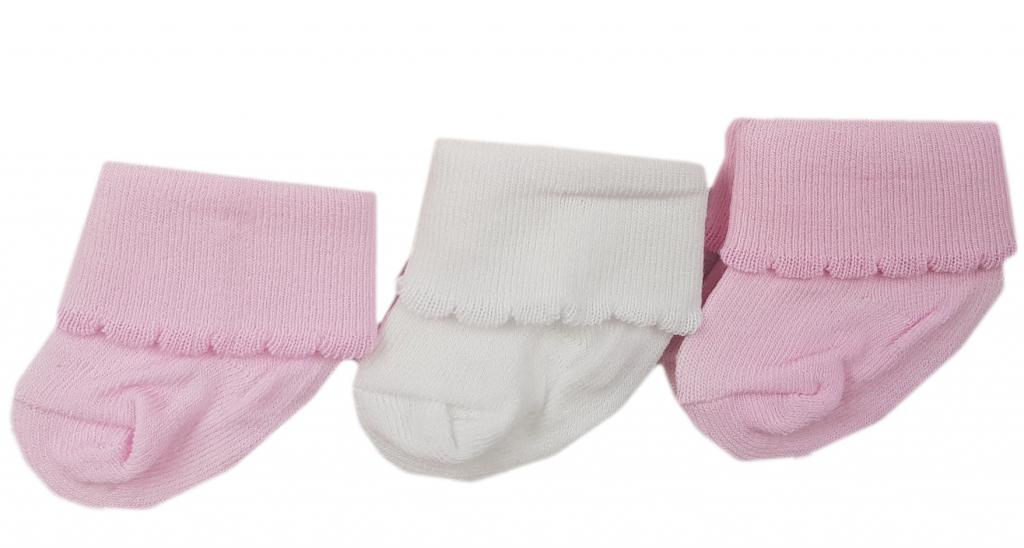 Triple Pack Girls Cotton Rich Socks - PlainPink (0-12m) 24JTC8951