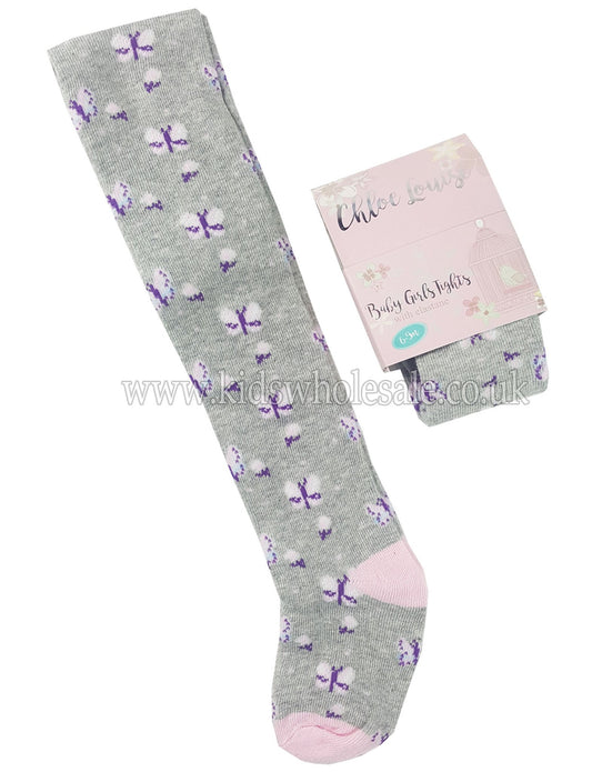 Grey Baby Girl Tights (K12115) - Kidswholesale.co.uk