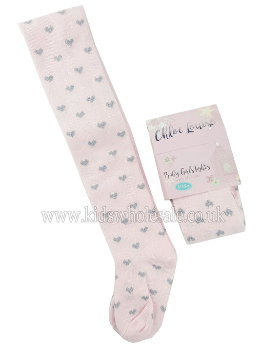 Pink Baby Girl Tights (K12116) - Kidswholesale.co.uk