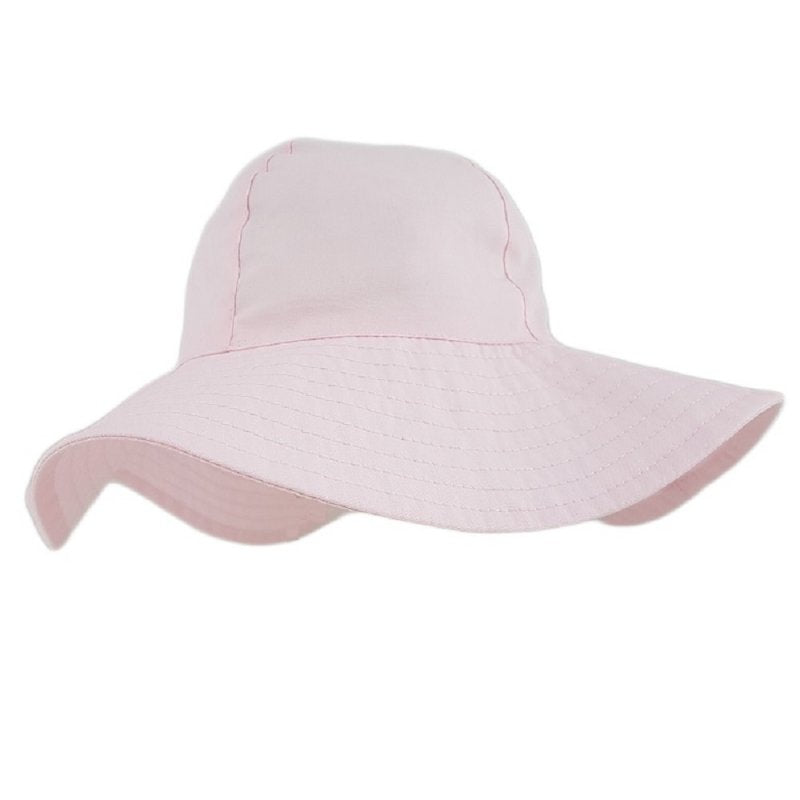 Baby Boys Girls Plain Wide Brim Hat - White/Pink (0-12 Months) (PK12) 0266