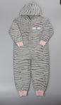 Girls Fleece Onesie - Grey Zebra(PK6) (7-12yrs) F62472