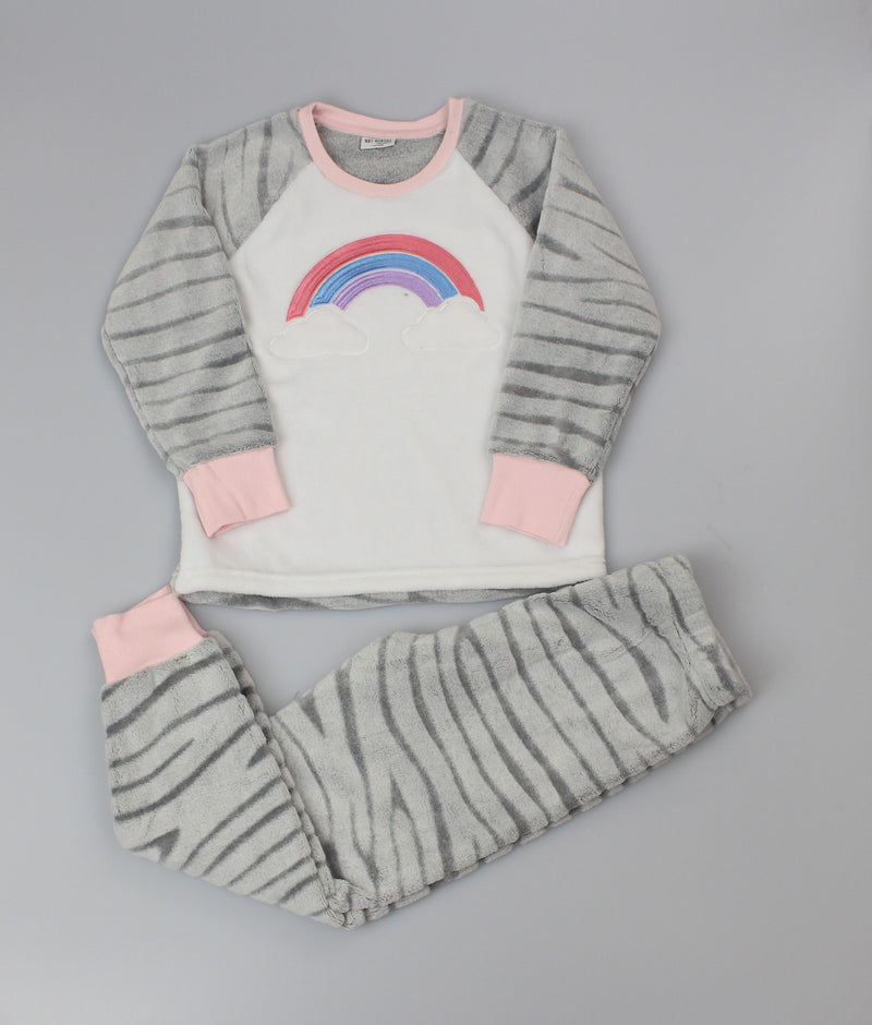 Girls Fleece Pyjama Set - Grey Zebra (PK6) (7-12yrs) F62471