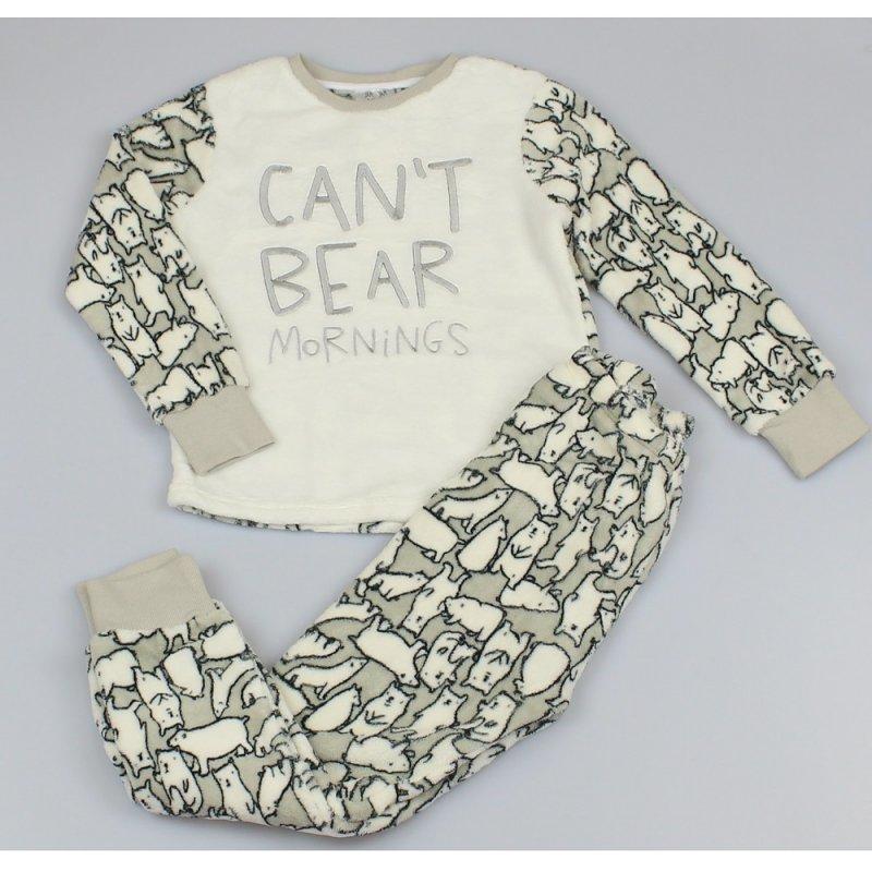 Older Boys Fleece Pyjama Set - 'Can't Bear Mornings' (7-12Yrs) M6469 - Kidswholesale.co.uk