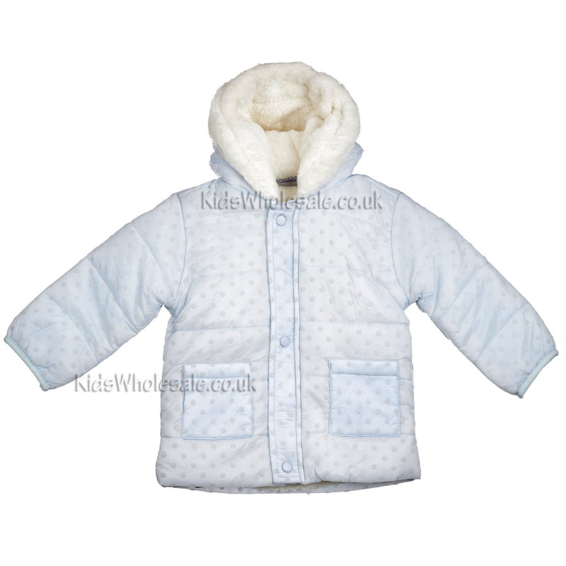 Baby Boys Flock Print Fur Lined Coat - 6-24 Months (N15427) - Kidswholesale.co.uk