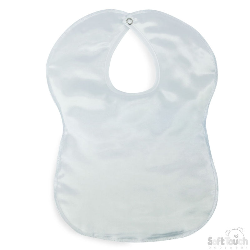 Large Plain White Satin Bib-P5177-W