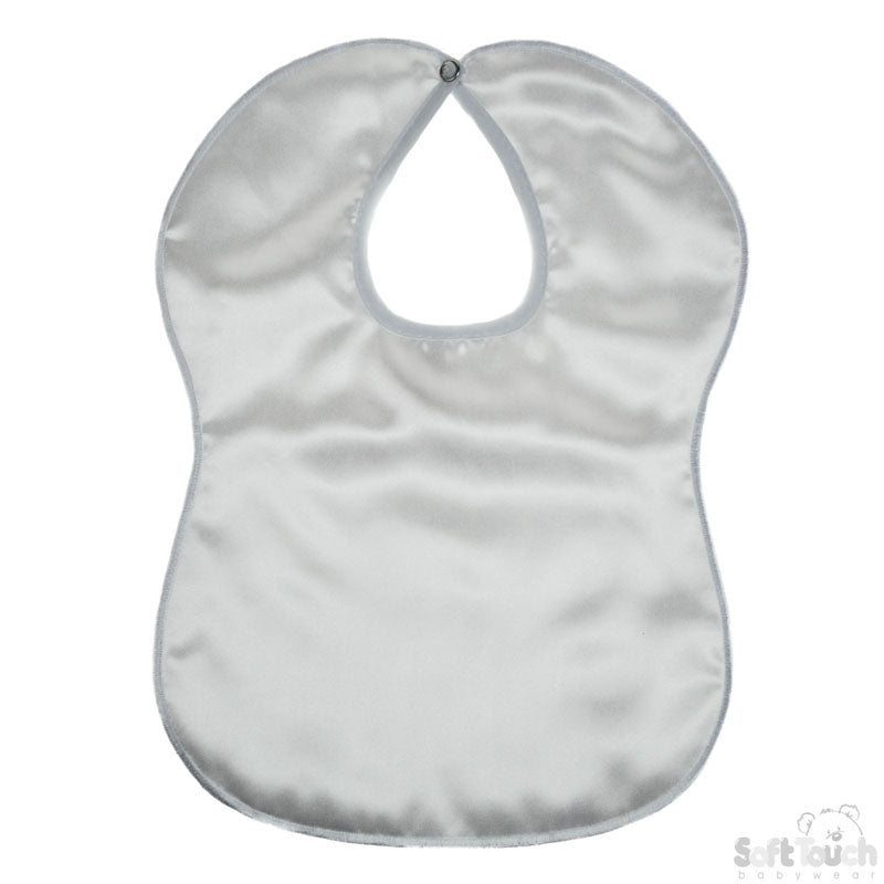 Large Plain White Satin Bib-P5177-W