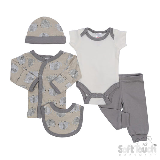 ELEPHANT TINY BABY BOYS 5 PIECE GARMENT SET (6pc Set) - PR30