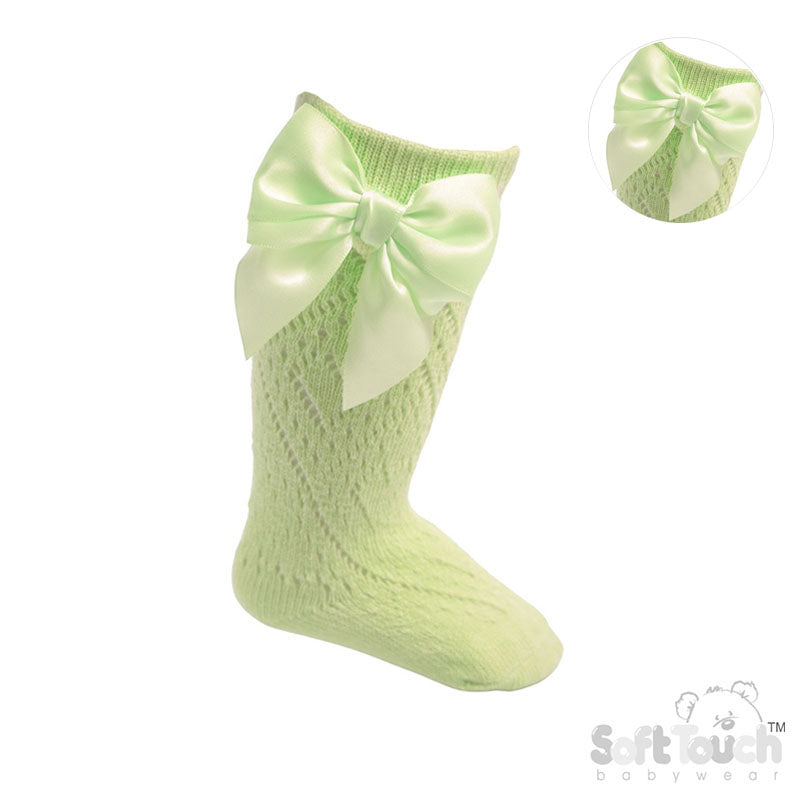 MINT KNEE PELERINE SOCKS W/BOW NO (0-24m) - PS06-MI