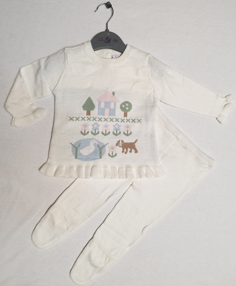 Girls Knitted 2pc Set -Cream (0-9 Months) Q17561 - Kidswholesale.co.uk