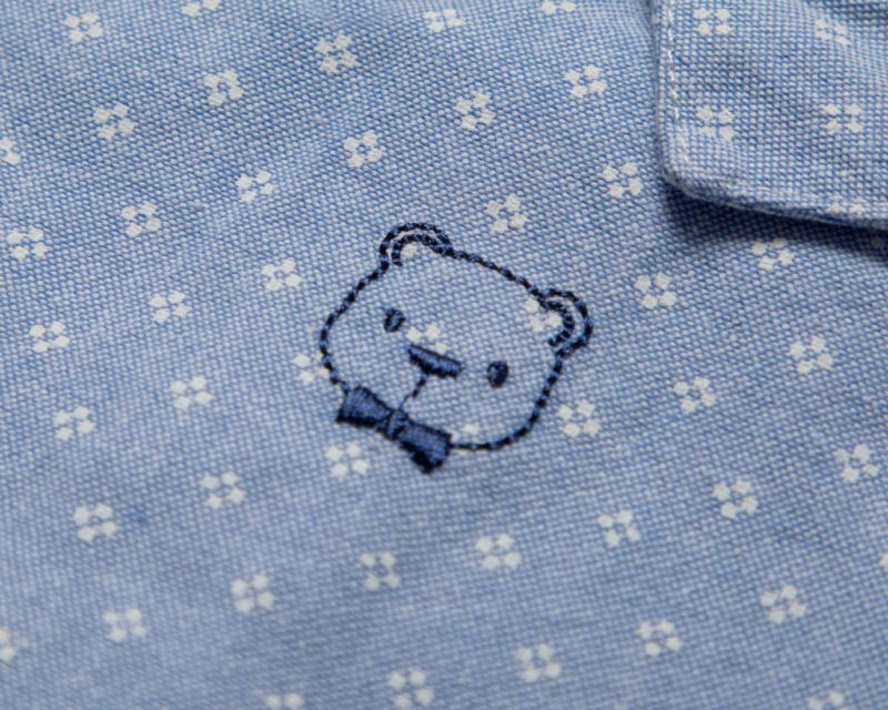 Chambray "Bear" Romper and Socks (0-12 Months) -R18288