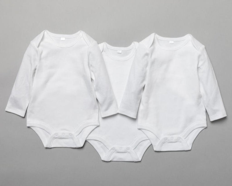 3 Pack Long Sleeve Bodysuits Plain White (0-12 Months)-T20805