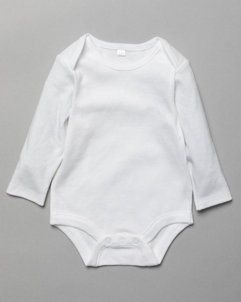 3 Pack Long Sleeve Bodysuits Plain White (0-12 Months)-T20805