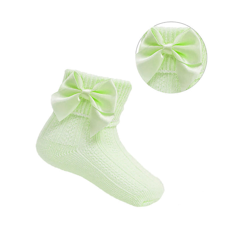 Large Bow Ankle Socks - Mint (0-24 Months) S123-MI