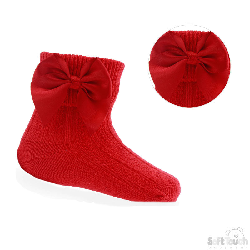 Large Bow Ankle Socks - Red (0-24mnths) S123-R