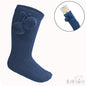 STEEL BLUE 'ELEGANCE' POM POM KNEE LENGTH SOCKS (0-24 MONTHS) S355-SB