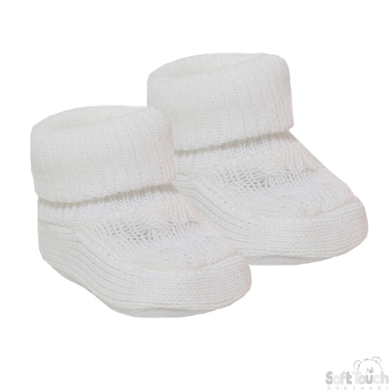ACRYLIC TURNOVER BABY BOOTEES: S403-W