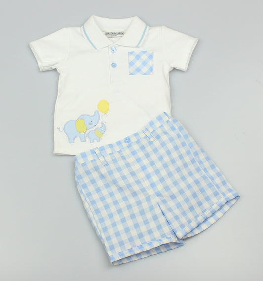 Boys Polo Shirt & Shorts Elephant (0-3-9 Months)-GF1061