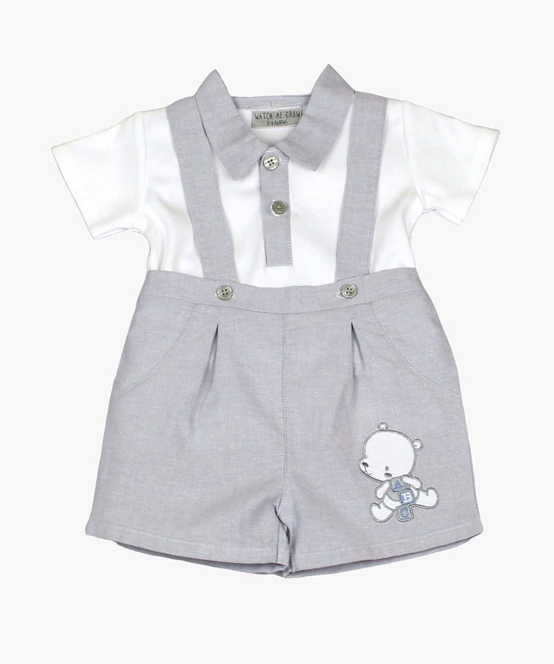 BABY BOYS BEAR POLO TOP & SHORT SET (0-9 MONTHS) J1516 - Kidswholesale.co.uk