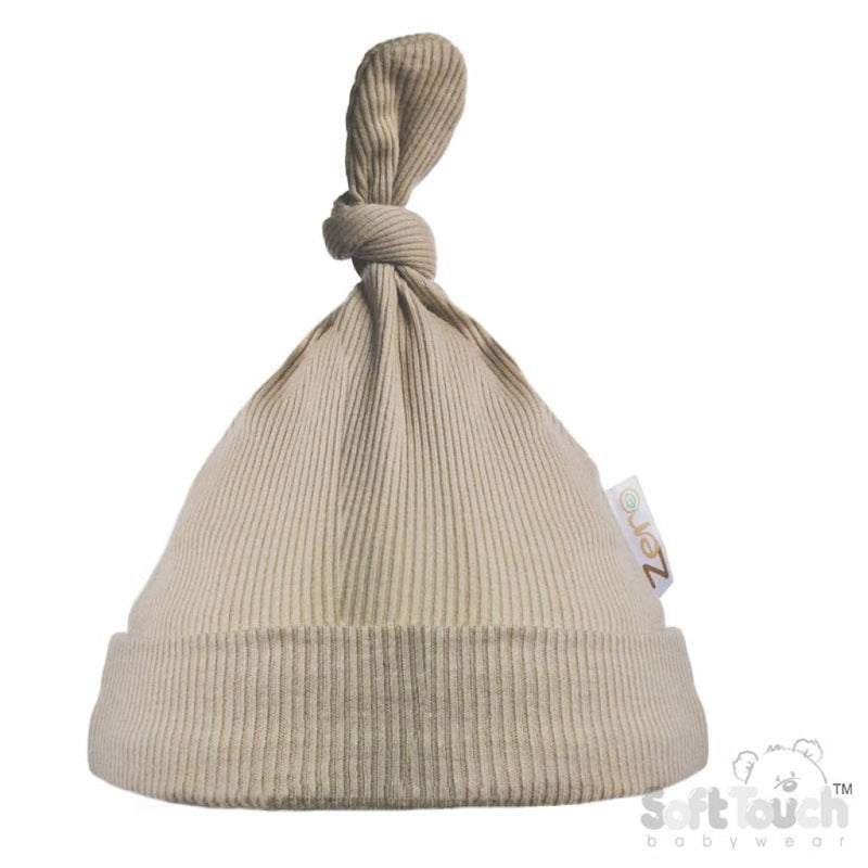 Biscuit Ribbed Hat (NB-6 Months) (PK6) H4500-Bi knooty