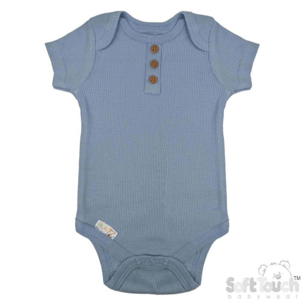 Dusty Blue Ribbed Bodysuit (NB-3 Months) (PK6) BS4500-DB