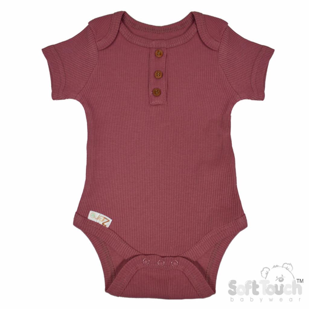 Deco Rose Ribbed Bodysuit (NB-3 Months) (PK6) BS4500-DR