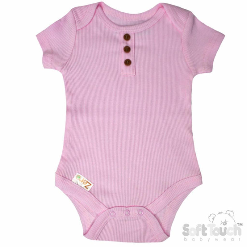 Pink Ribbed Bodysuit (NB-3 Months) (PK6) BS4500-P