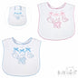 Velco Fastening Embroidered Bib - Teddy (33x22cm) (PK12) P3616-BP
