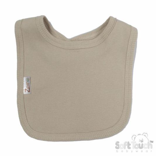Biscuit Ribbed Velcro Bib (33x22cm) (PK12) P4500-BI
