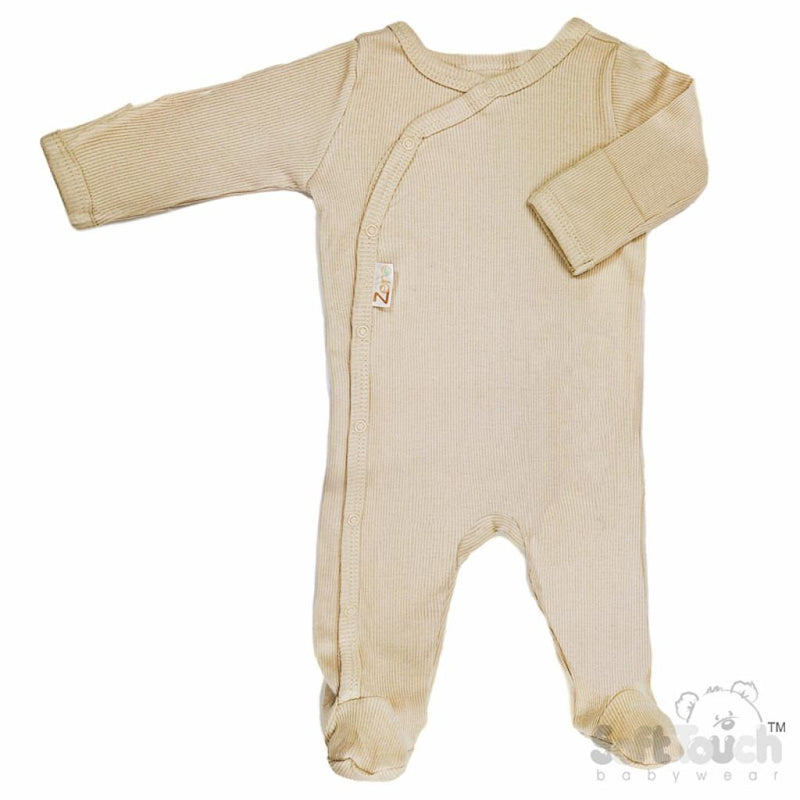 Baby Ribbed Sleepsuit - Biscuit (NB-3 Months) (PK6) SS4500-Bi