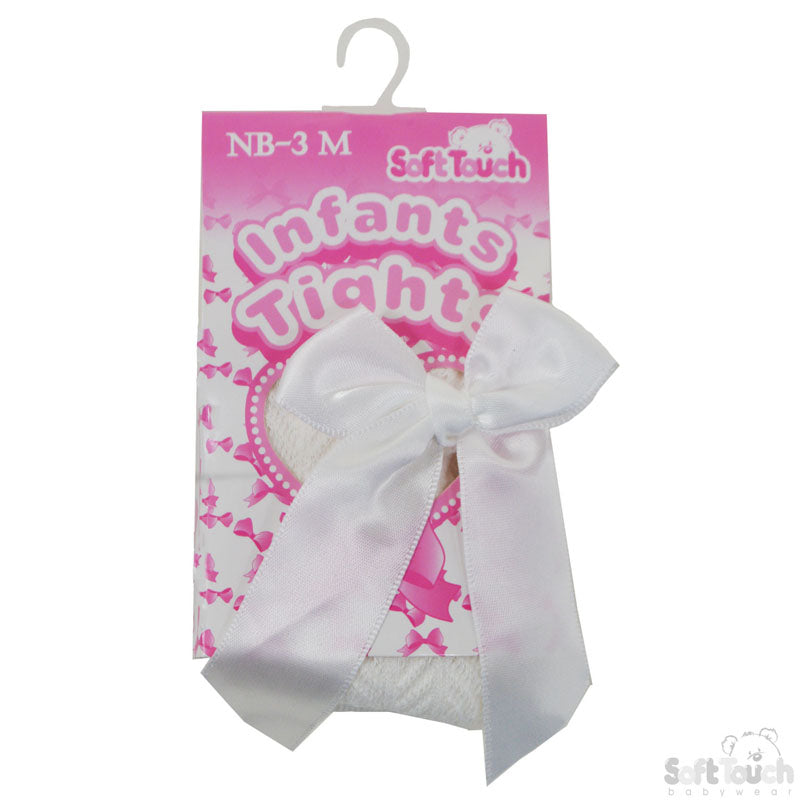 Tights W/Long Bow - Cream Chevron - (NB-24 Months) T120-C