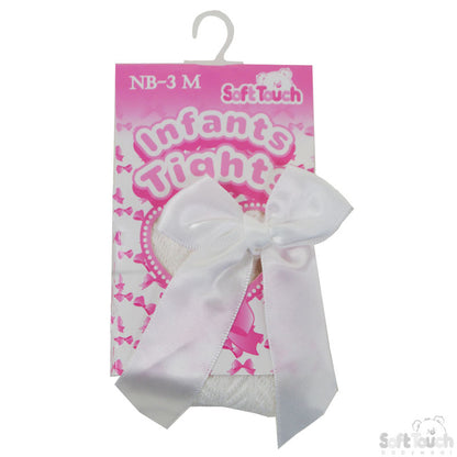 Tights W/Long Bow - Cream Chevron - (NB-24 Months) T120-C