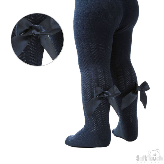 Tights W/Long Bow - Navy Chevron - (NB-24 Months) T120-N