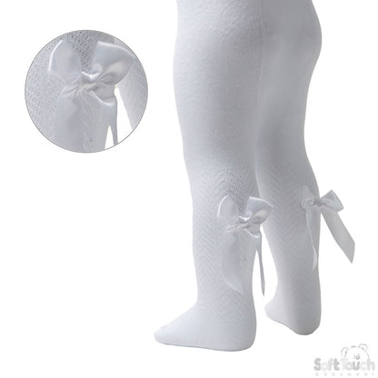 Tights W/Long Bow - White Chevron - (NB-24 Months) T120-W