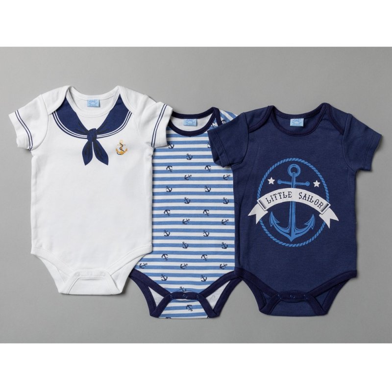 Boys 3pk Bodysuits - Little Sailor (0-12m) T20268